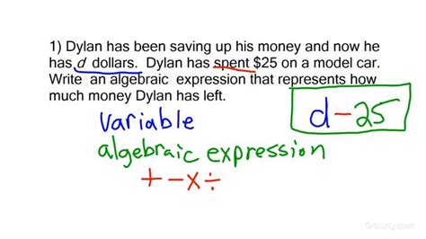 Writing a Basic Algebraic Expression for a Word Problem | Algebra ...