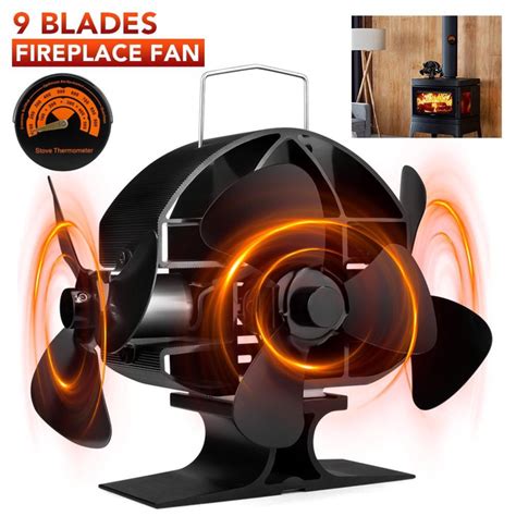 9 Blades Chimney Fan Heat Powered Stove Fan Wood Burning Quiet ...