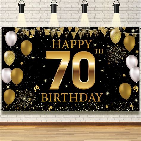 Amazon.com: 70th Birthday Party Decorations Backdrop Banner, Happy 70th Birthday Decorations for ...