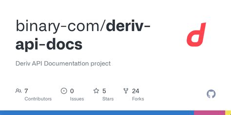 GitHub - binary-com/deriv-api-docs: Deriv API Documentation project