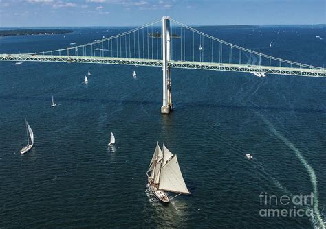 Arial view of Newport Bridge Photograph by JBK Photo Art - Fine Art America