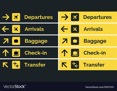 Airport sign departure arrival travel icon Vector Image