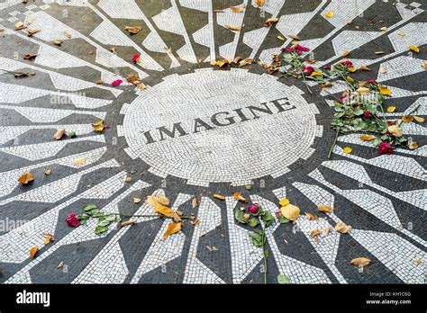 John Lennon Memorial, Imagine mosaic, Strawberry fields, Central Park, New York City, NY, United ...