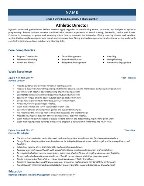 Athletic Director Resume Example & GuideYour complete guide on how to ...