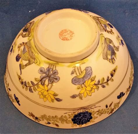 Japanese Porcelain Ware Decorated in Hong Kong ACF Blue Yellow Floral from hoosiercollectibles ...