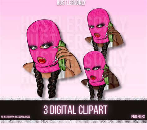 CLIPART Cartoon Illustration Ski Mask Girl for Digital Logo | Etsy