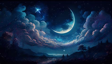 Beautiful Blue Moon In The Night Sky Background, Night Sky, Moon, Sky ...