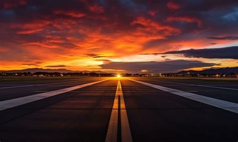 The sunset with the airport runway in the distance 29561989 Stock Photo ...