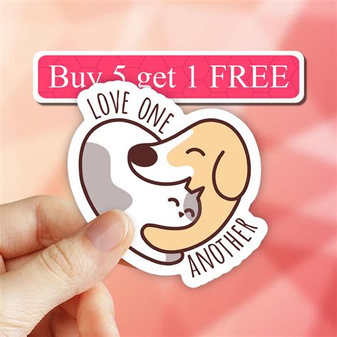 Love One Another Sticker Cat Dog Stickers Pet Sticker - Etsy