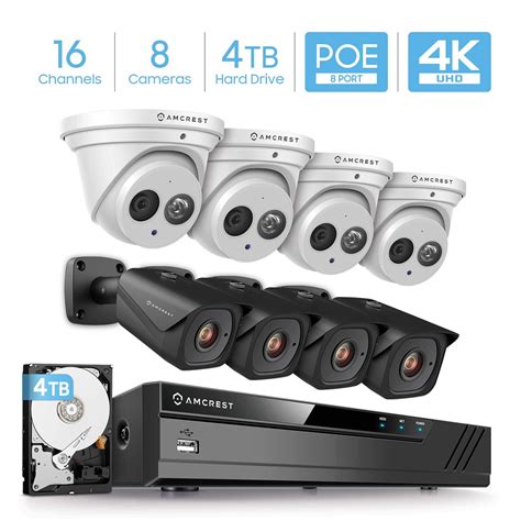 Amcrest 4K Security Camera System w/ 4K 16CH (8-Port PoE) NVR, (8) x 4K ...