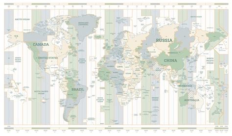 Premium Vector | World time zones map detailed world map with countries ...