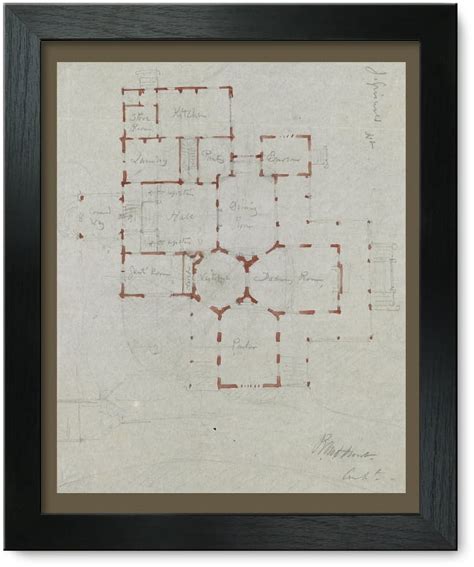 Framed Print: Griswold House, Newport Art Museum. 3, First Floor Plan. Sketch - Walmart.com