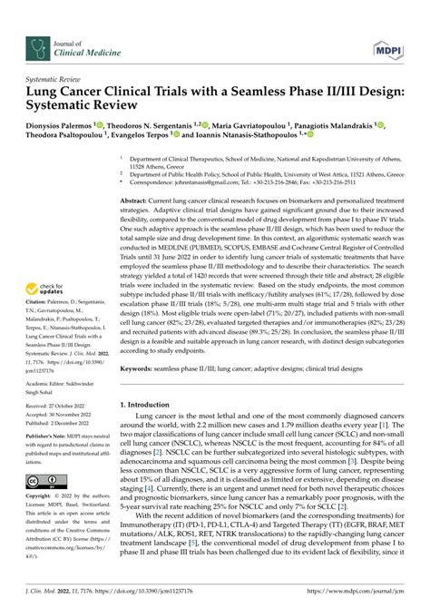 (PDF) Lung Cancer Clinical Trials with a Seamless Phase II/III Design ...