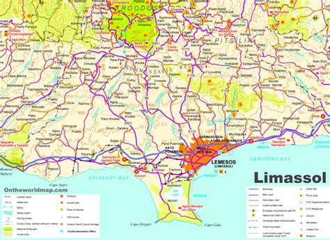 Detailed Map of Limassol District - Ontheworldmap.com