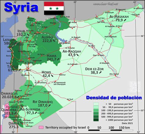 Syrien Karte Bevölkerungsdichte und Verwaltungsgliederung