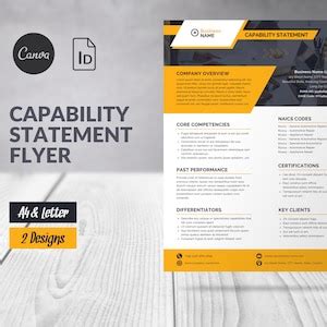 Capability Statement Template Canva, Corporate Flyer, Business Capability Statement, Marketing ...