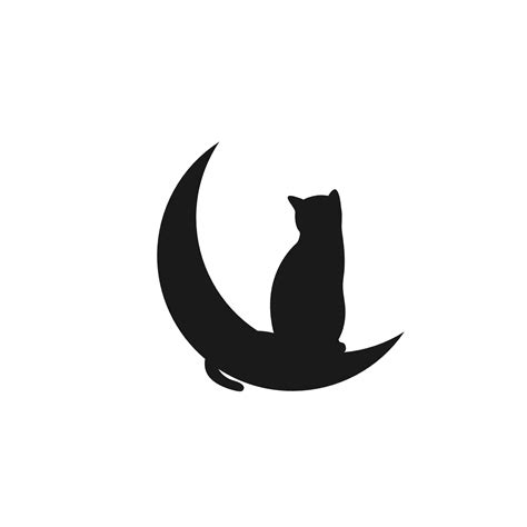 Cat Sitting on the Moon Silhouette Free Svg File - SVG Heart