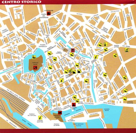 Livorno Tourist Map - Livorno Italy • mappery | Tourist map, Livorno, Cruise italy