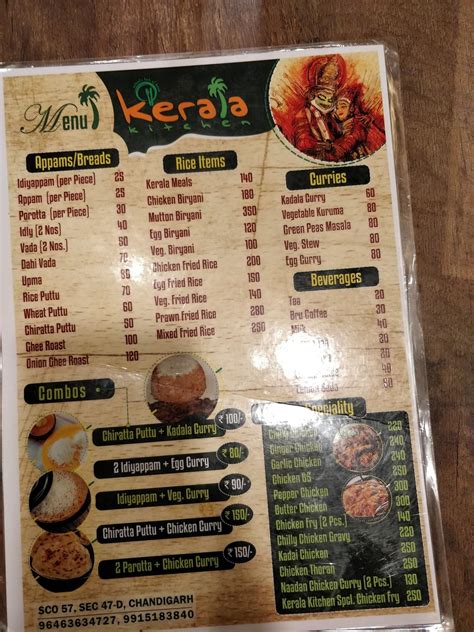 Menu at Kerala Kitchen, Chandigarh, Sco 57