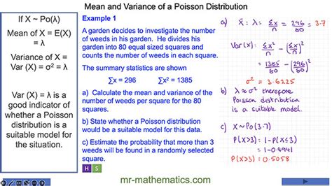 Mean and Variance of a Poisson distribution - Mr-Mathematics.com