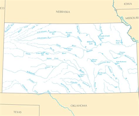 Kansas Rivers And Lakes • Mapsof.net