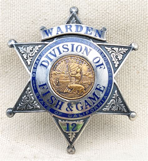 Gorgeous 1930s STERLING CA Division of Fish & Game WARDEN Badge #12 by ...