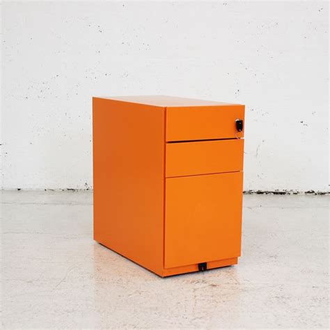 Orange Under Desk Pedestal | Orange desk drawers | Orange metal drawers