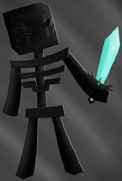 Minecraft Wither Skeleton with diamond sword by DragonSiga on DeviantArt