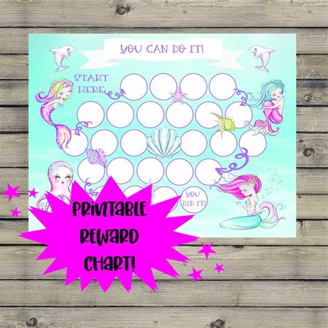 Mermaid Reward Chart Homework Chart Behavior Chart Kids - Etsy