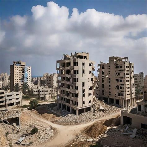 Premium AI Image | A view of the ruins of residential buildings in the ...