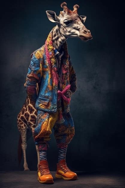 Premium AI Image | A giraffe is wearing a colorful outfit that says'giraffes'on it