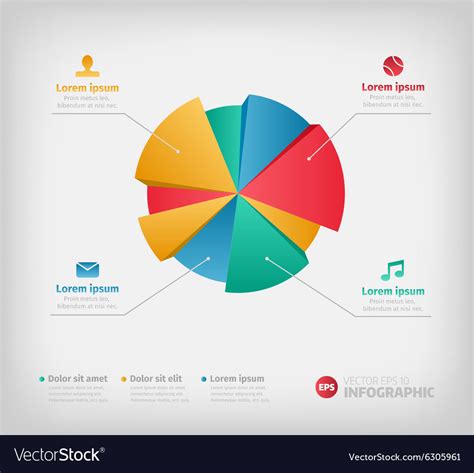 Modern 3d infographics pie chart for web Vector Image