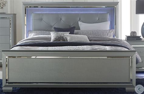 Allura Silver Queen Panel Bed from Homelegance | Coleman Furniture Led ...