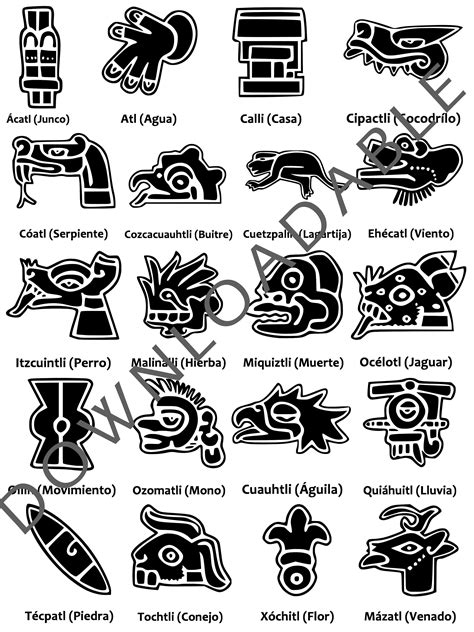 Aztec Calendar Symbols, SVG, DXF, Png, Screen Printing, Cut, Cricut ...