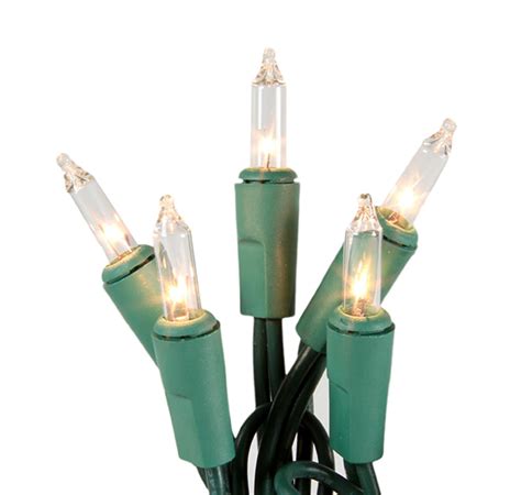 Set of 20 Battery Operated Clear Mini Christmas Lights - Green Wire