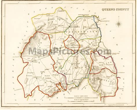 County Queens County / Laois Ireland - Map 1837