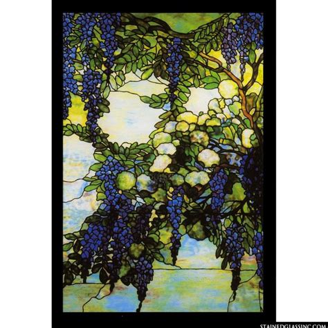 "Wisteria Tiffany Panel" Stained Glass Window