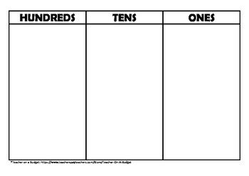 Hundreds, Tens and Ones Interactive Place Value Chart by Teacher on a ...