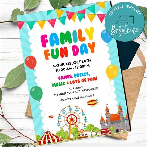 Family fun day Invitation Customizable Template | Bobotemp