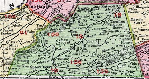 Scott County, Virginia, Map, 1911, Rand McNally, Gate City, Speers ...