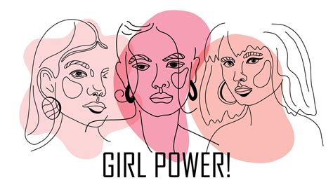 Girl power, empowered women, international feminism ideas poster concept. Linear trend ...