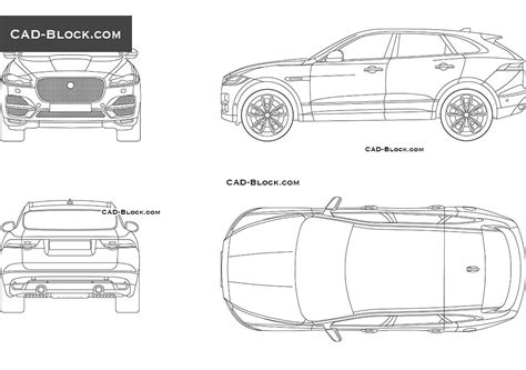 Jaguar F-Pace AutoCAD drawings, free CAD blocks download | Jaguar ...