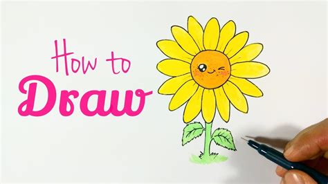 Simple Cartoon Sunflower Drawing