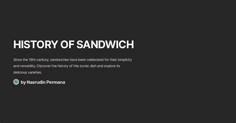 HISTORY OF SANDWICH