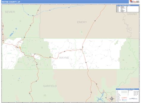 Wayne County, Utah Zip Code Wall Map | Maps.com.com