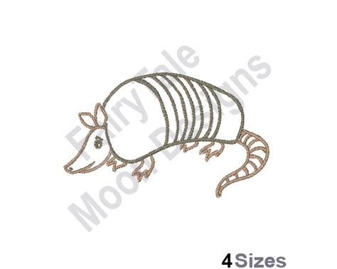 Armadillo Outline Machine Embroidery Design Baby Armadillo | Etsy