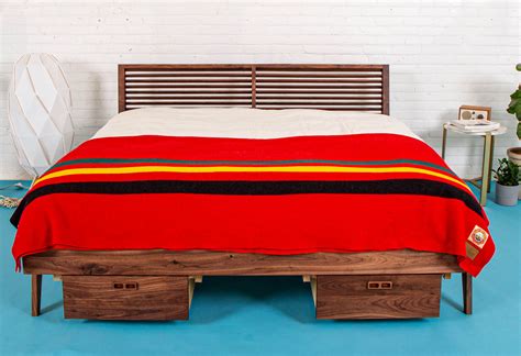 The Warwick, Louvered Modern Walnut Bed with Storage | Walnut bed ...