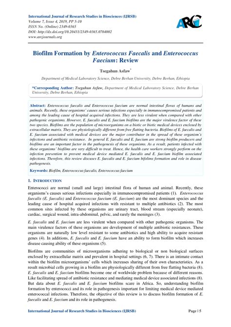 (PDF) Biofilm Formation by Enterococcus Faecalis and Enterococcus ...