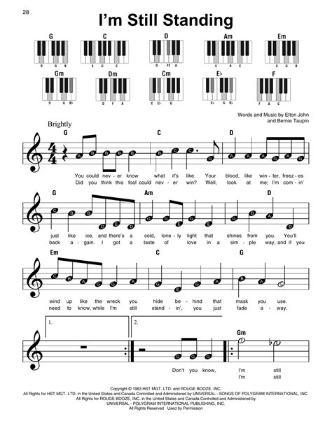 I'm Still Standing by Elton John Sheet Music for Super Easy Piano at Sheet Music Direct