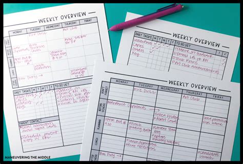 Teacher Planner Printables - Maneuvering the Middle